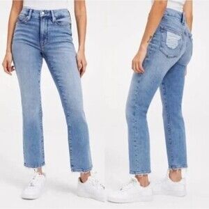 12/31 Good American High-Rise Good Legs Distressed Straight Leg Indigo205